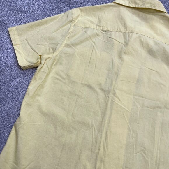 RVCA Kevin Spanky Long Button Down Shirt Mens Small Yellow Striped Short Sleeve - Picture 4 of 13